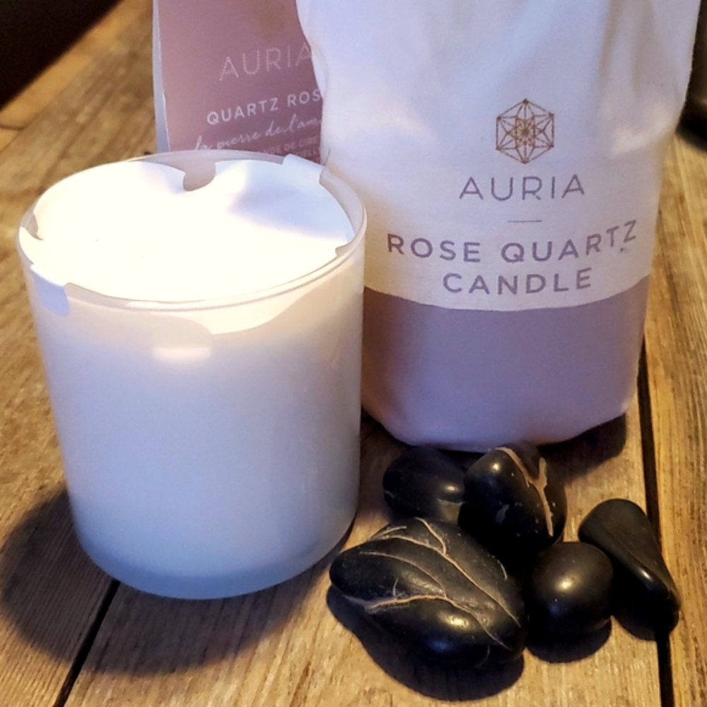 3-piece Indigo Rose Quartz Candle & ceramic bundle